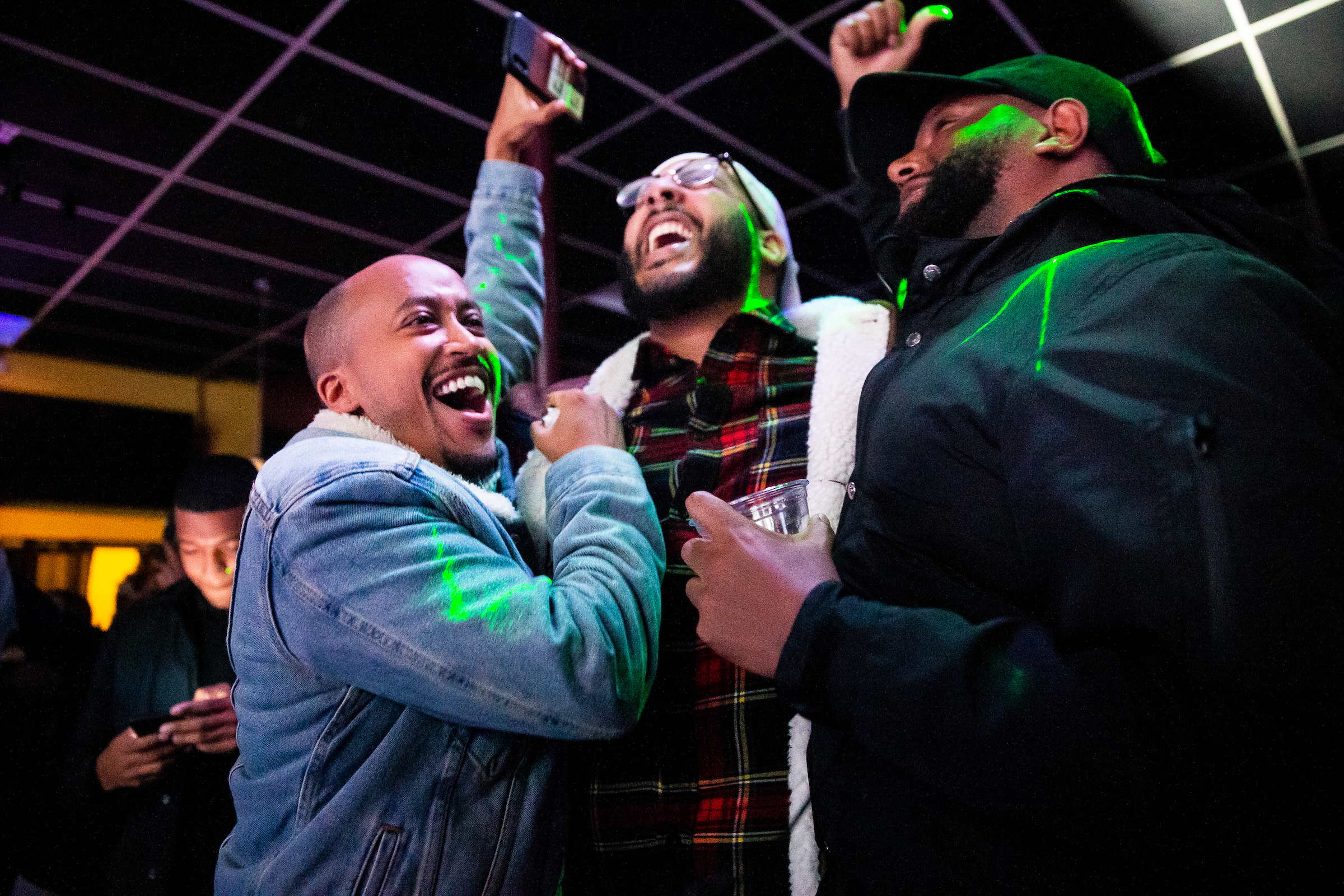 Supporters of Zahilay celebrate after early results showed him in the lead.