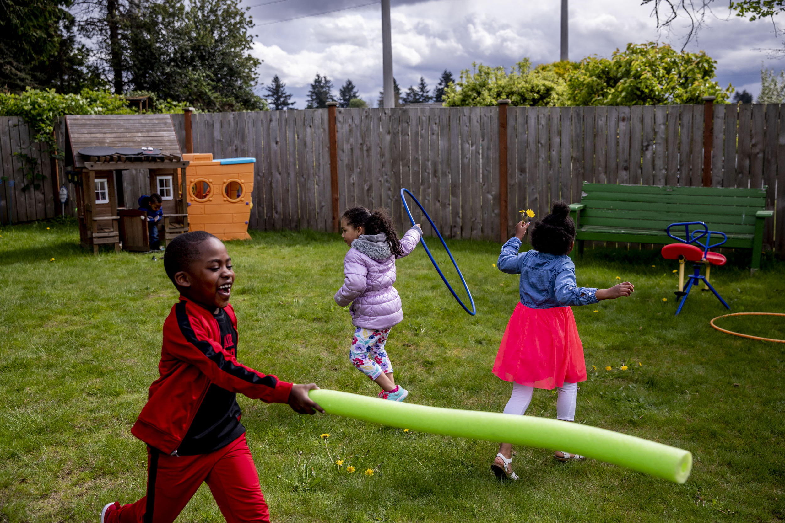 Children play outside together