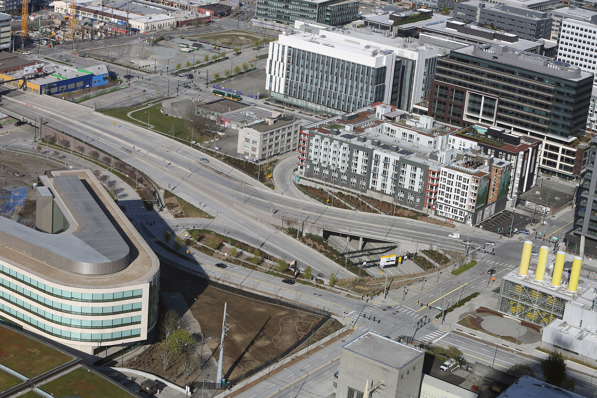 Ariel view of empty South Lake Union