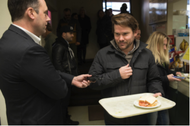 Will Lemke (right) stops in about once a month for the turkey sandwich. “[Wang] is always trying to get me to order a piece of pie,” says Lemke, who has walked the few blocks to the restaurant from his City Hall job for years. “I’m happy he is retiring, but I’m sad for us.”