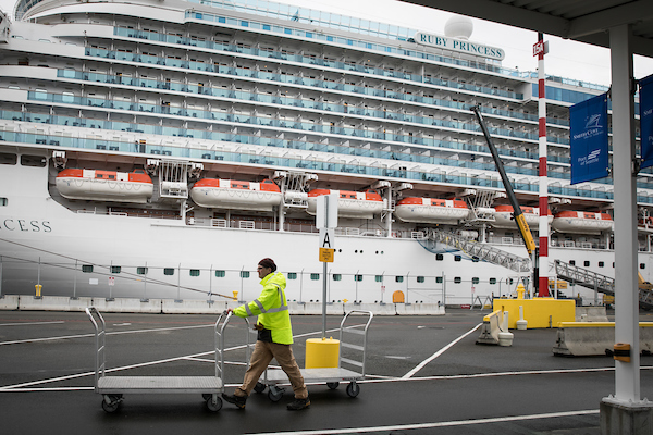 A cruise ship, the Ruby Princess