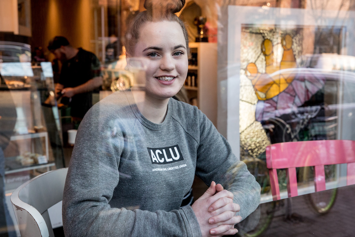 Emilia Allard, 18, a senior at Ballard High School in Seattle and a lead organizer of Seattle March for Our Lives