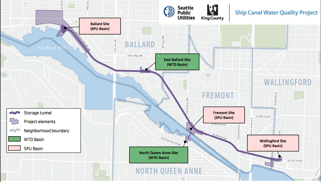 The new tunnel will prevent 82 million gallons of sewage from spilling into the ship canal and Lake Union. (Source: Seattle Public Utilities)