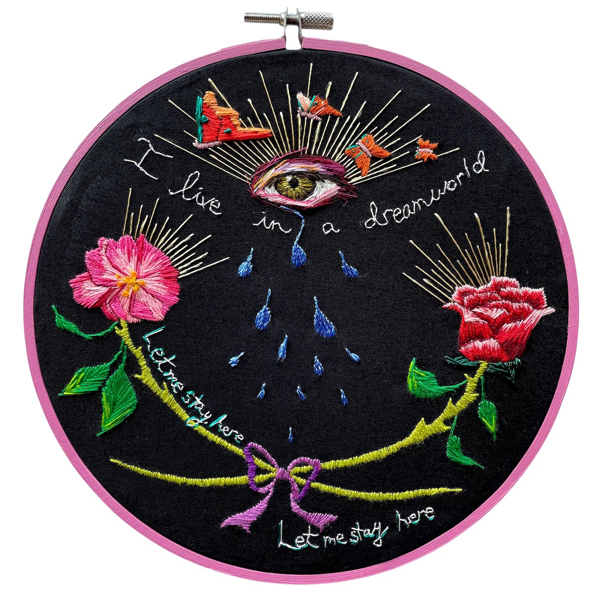 embroidery on black fabric