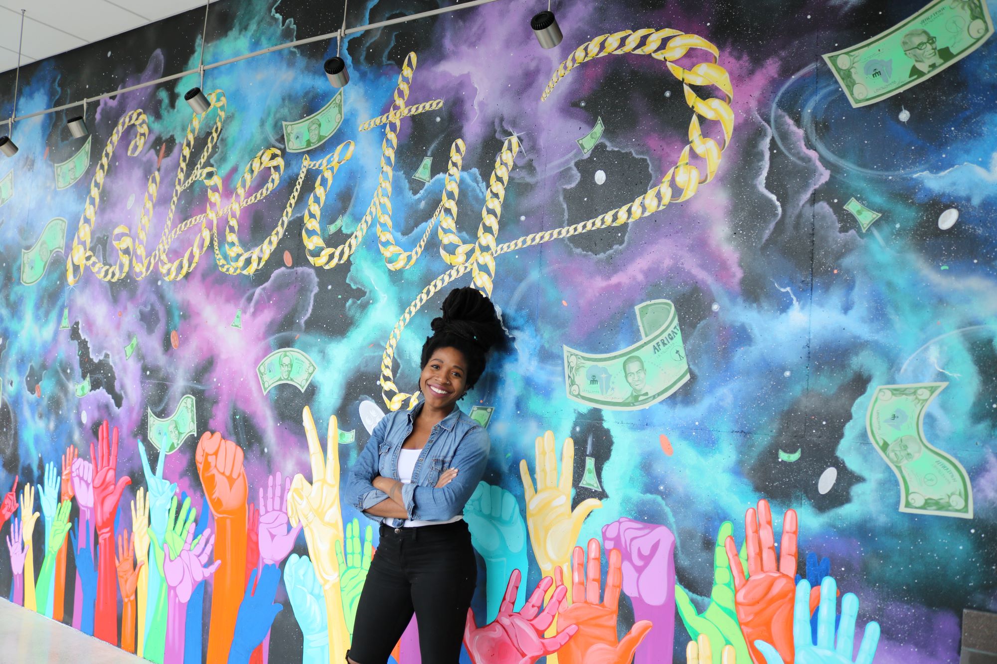 Hamer with her KEXP mural