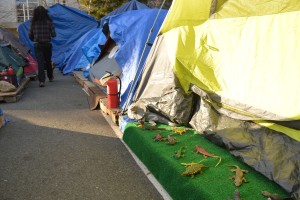 Tent City man walking