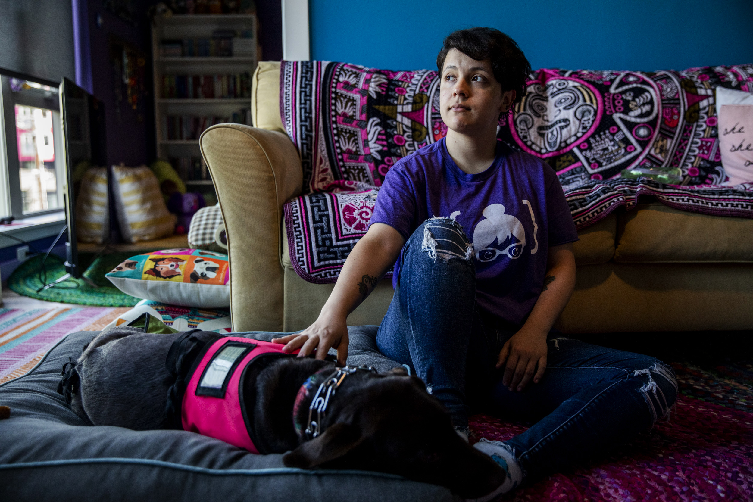 portrait of girl and her dog