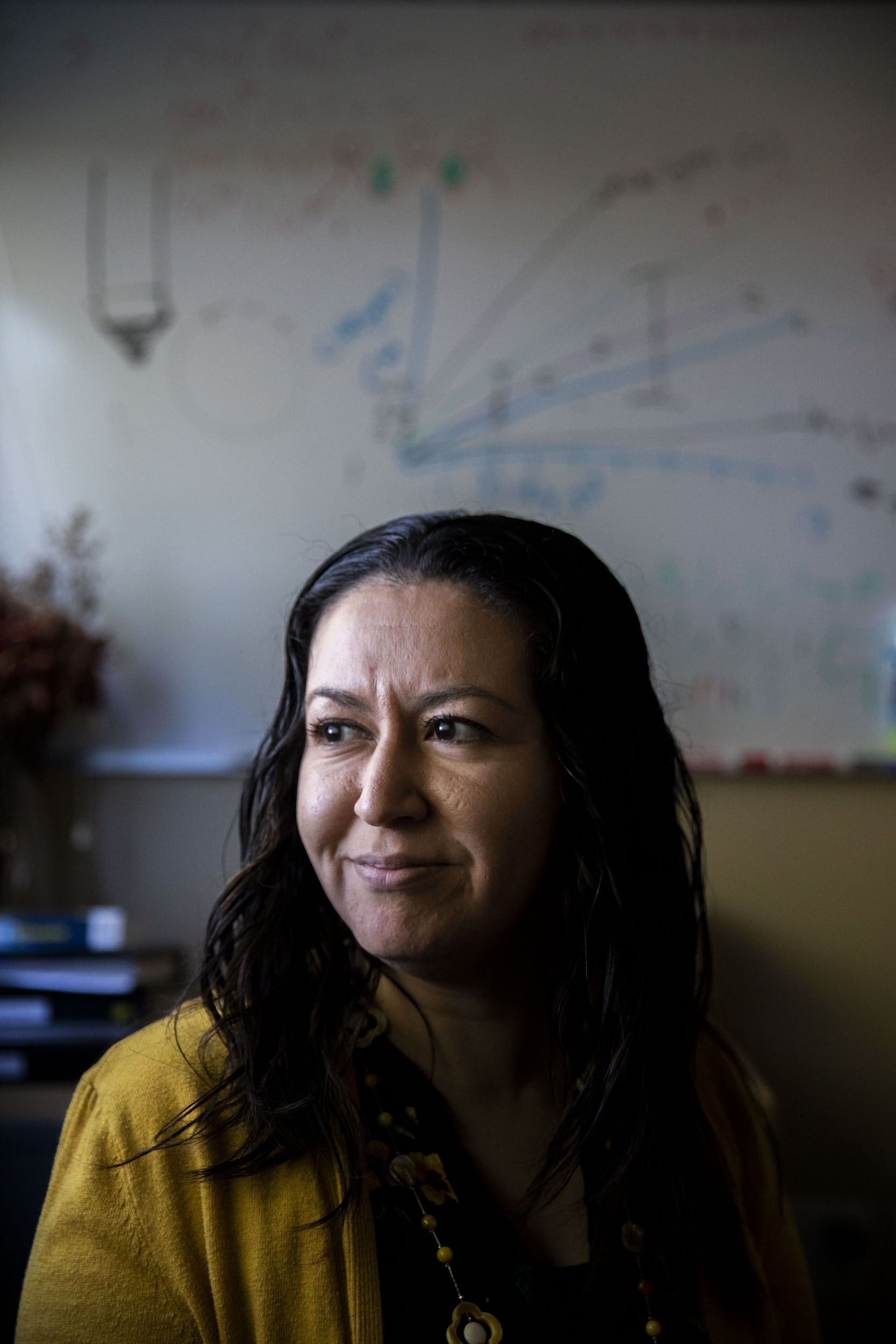 Associate Professor of Biology Tracie Delgado, Ph.D. in her office at Northwest University in Kirkland on March 4, 2019. 