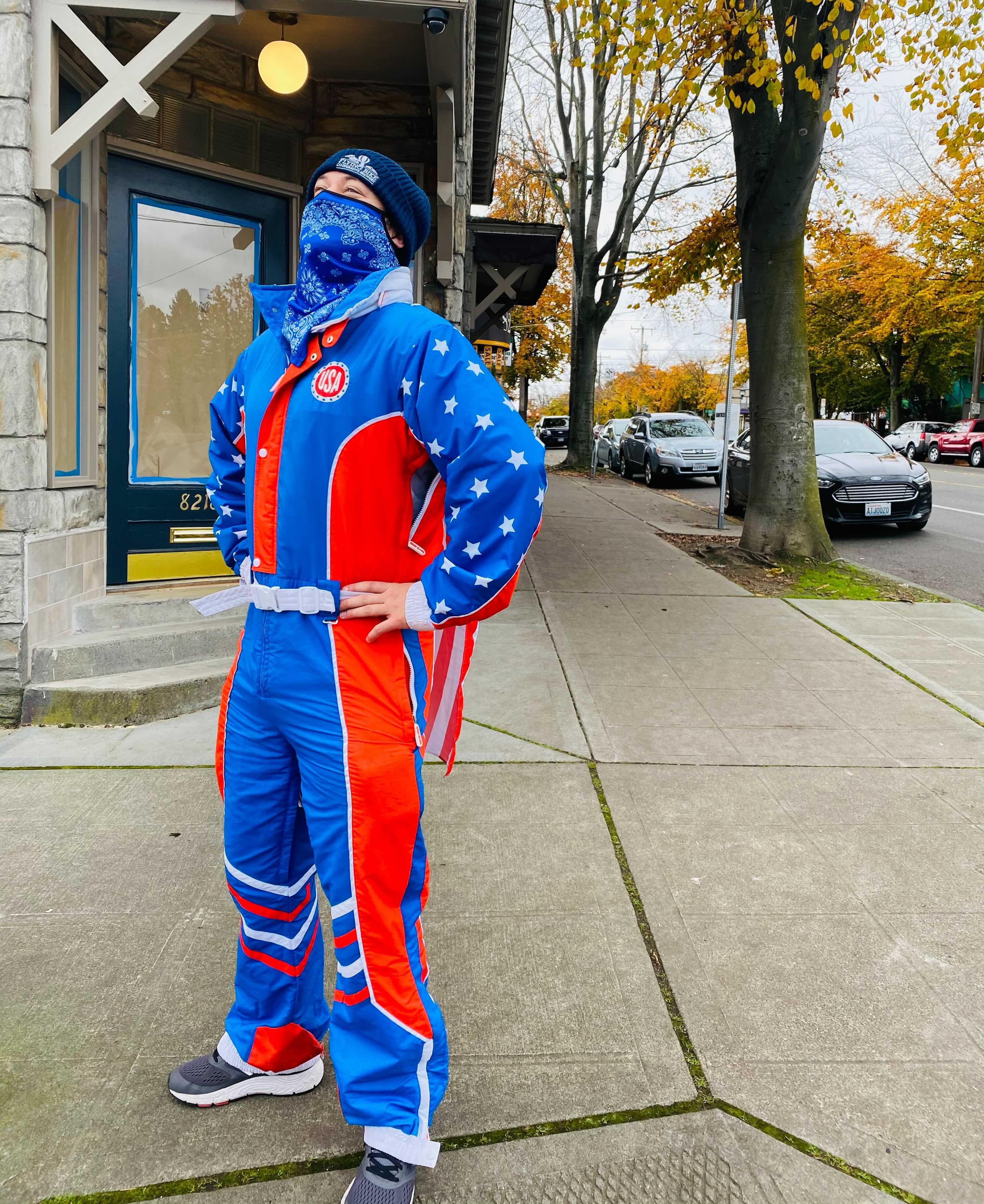 Man in star-spangled jumper