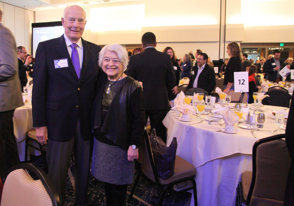 Gov Daniel Evans and his wife attend the event