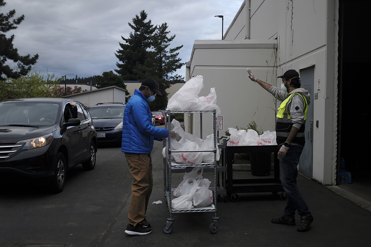 handing out meals