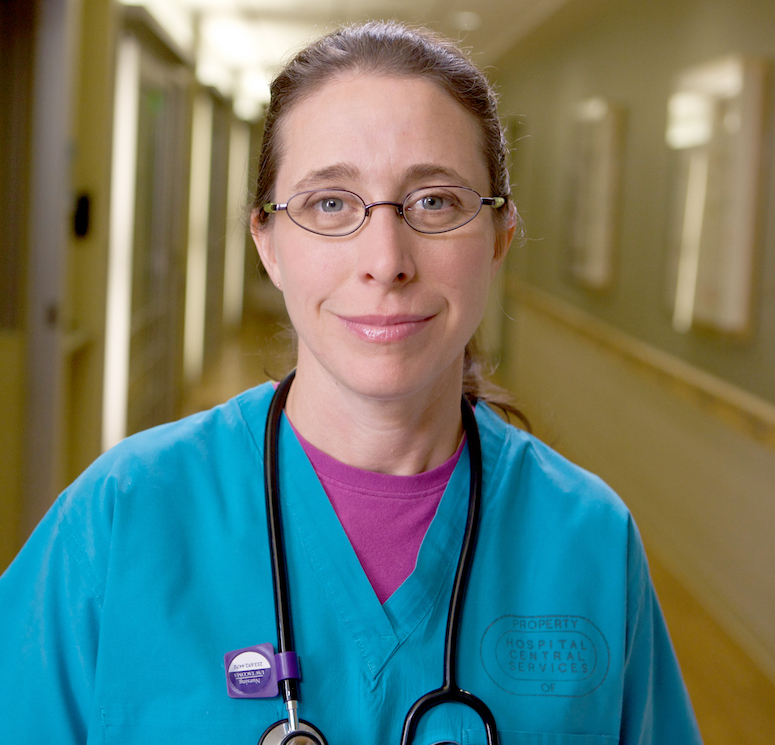 Nurse in hospital hallway