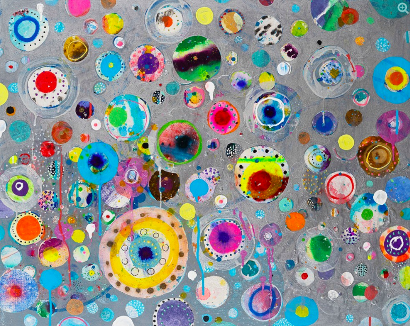 paint with brightly colored circles