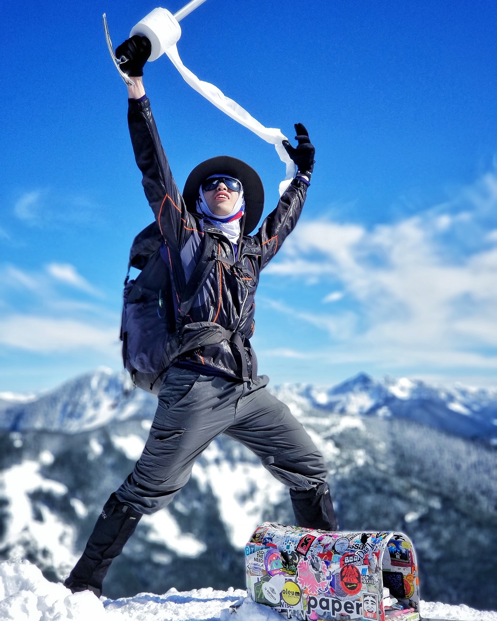 Man on top of Mailbox Peak