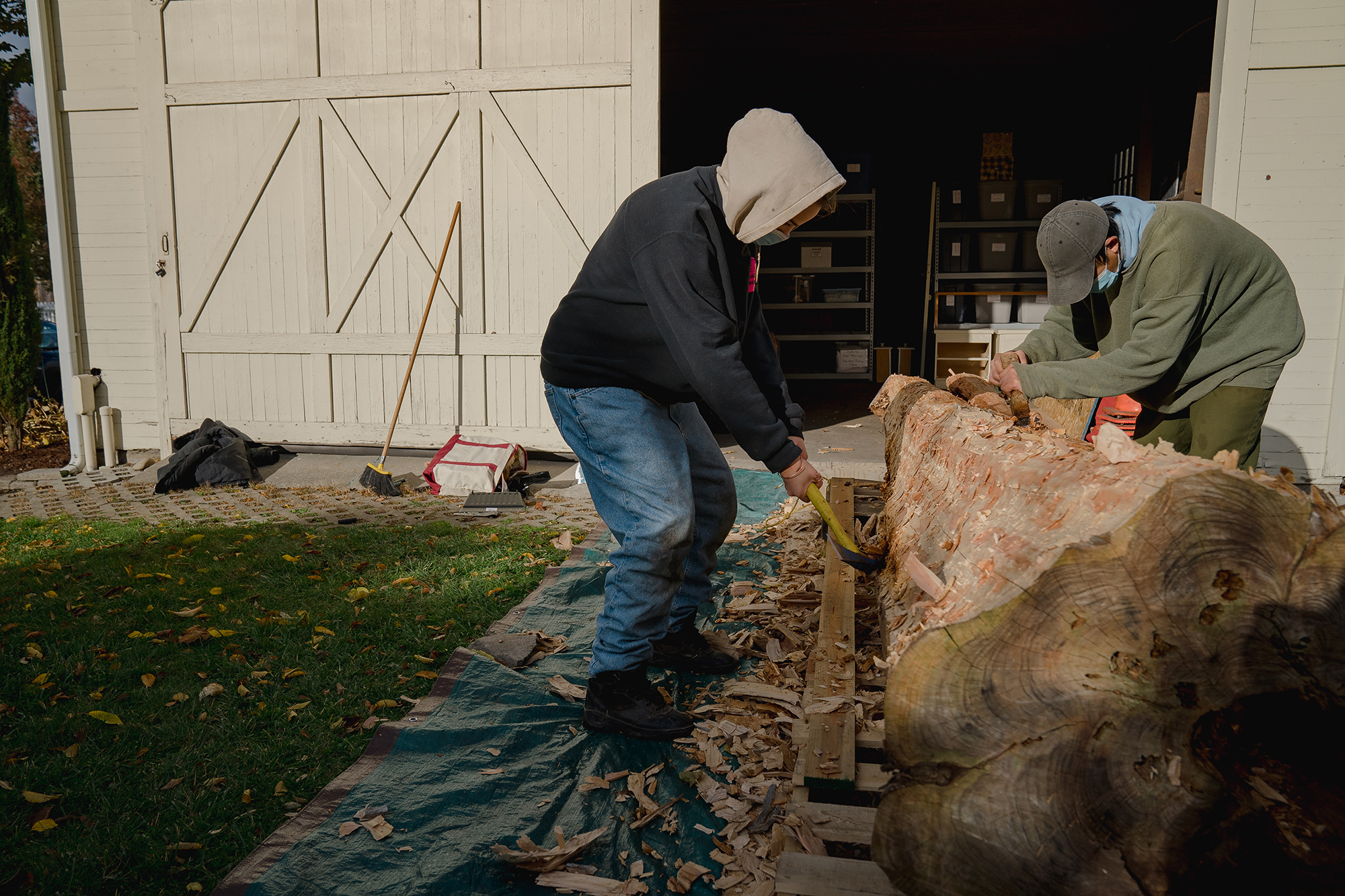 People carving