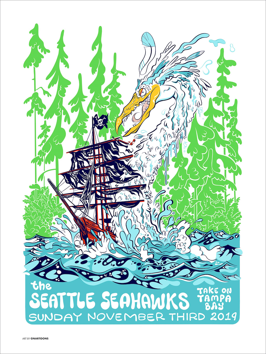 A Seahawks poster by Gnartoons.