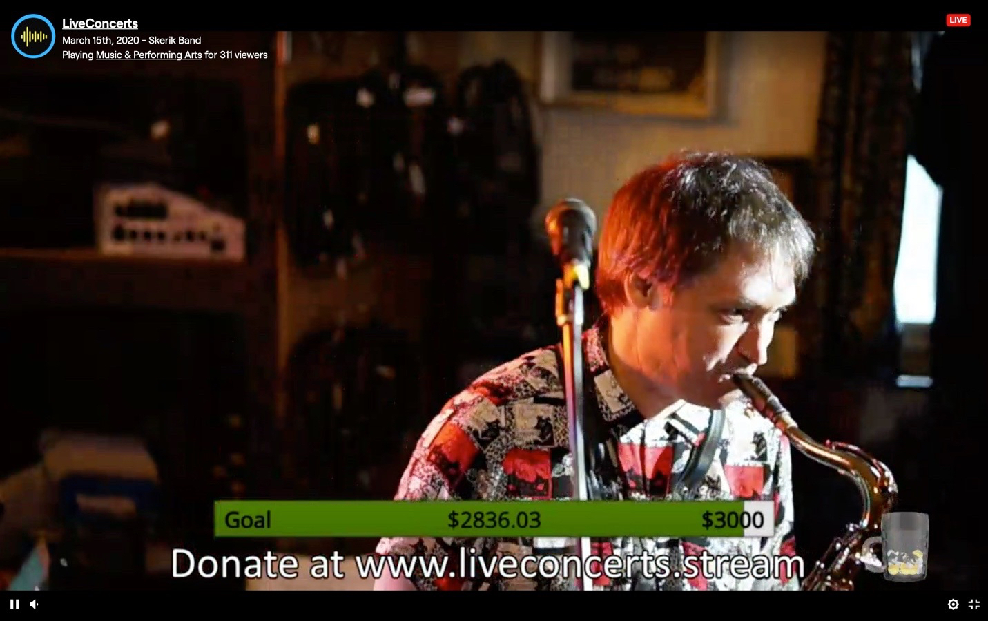 Skerik Band performing on a livestream