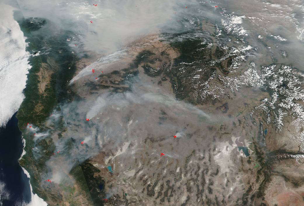 Map of wildfires along the U.S. West Coast