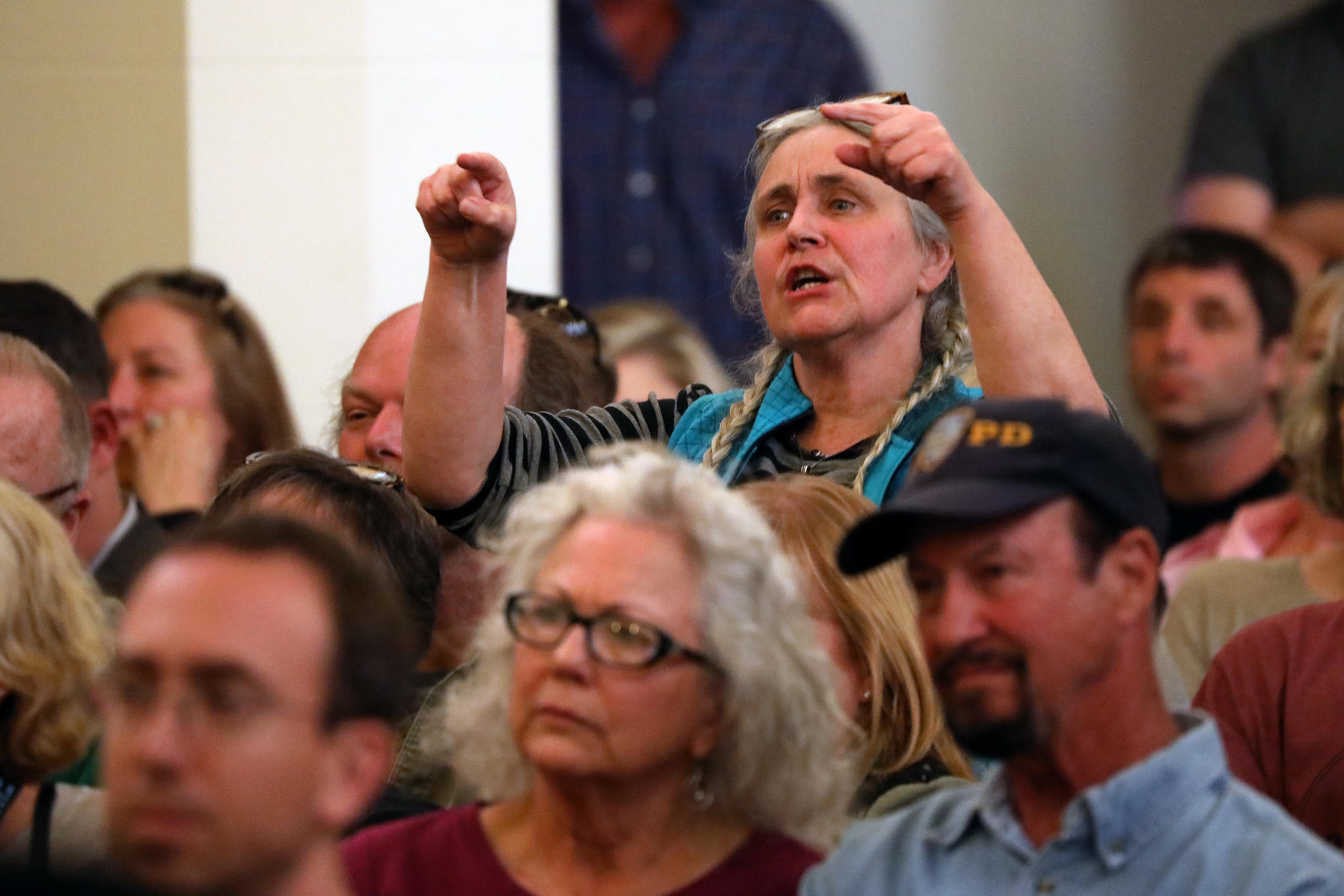 A woman standing in a crowd