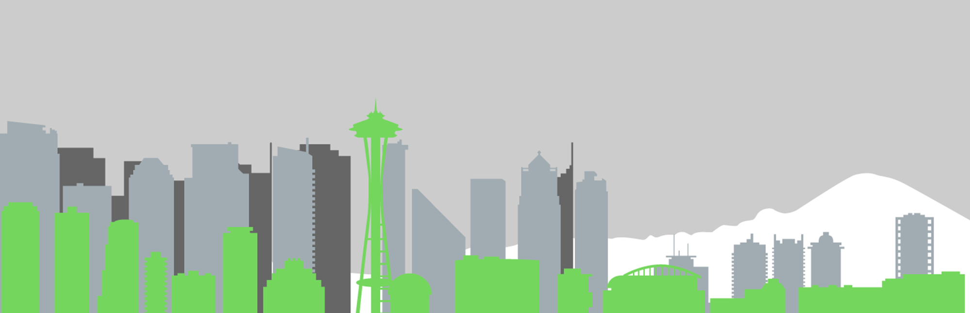 seattle skyline illustration green