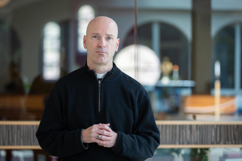 A priest in a church