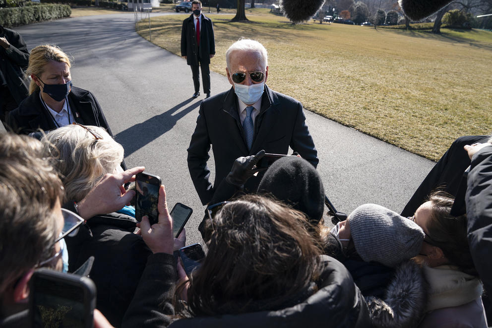 Joe Biden takes reporter questions