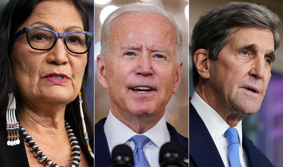 Deb Haaland, Joe Biden and John Kerry