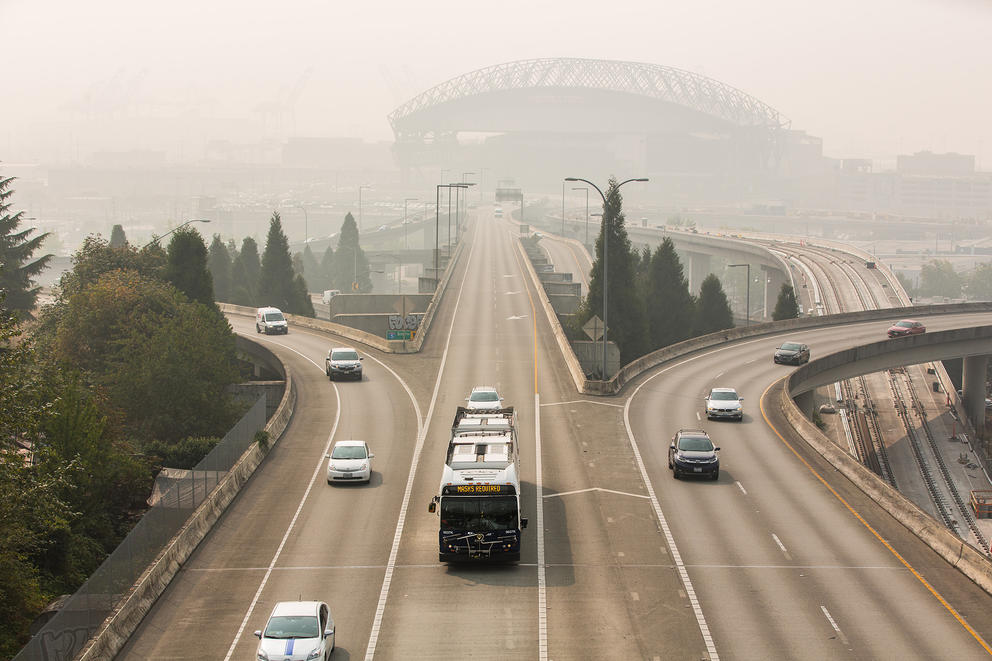 highway hazed with smoke