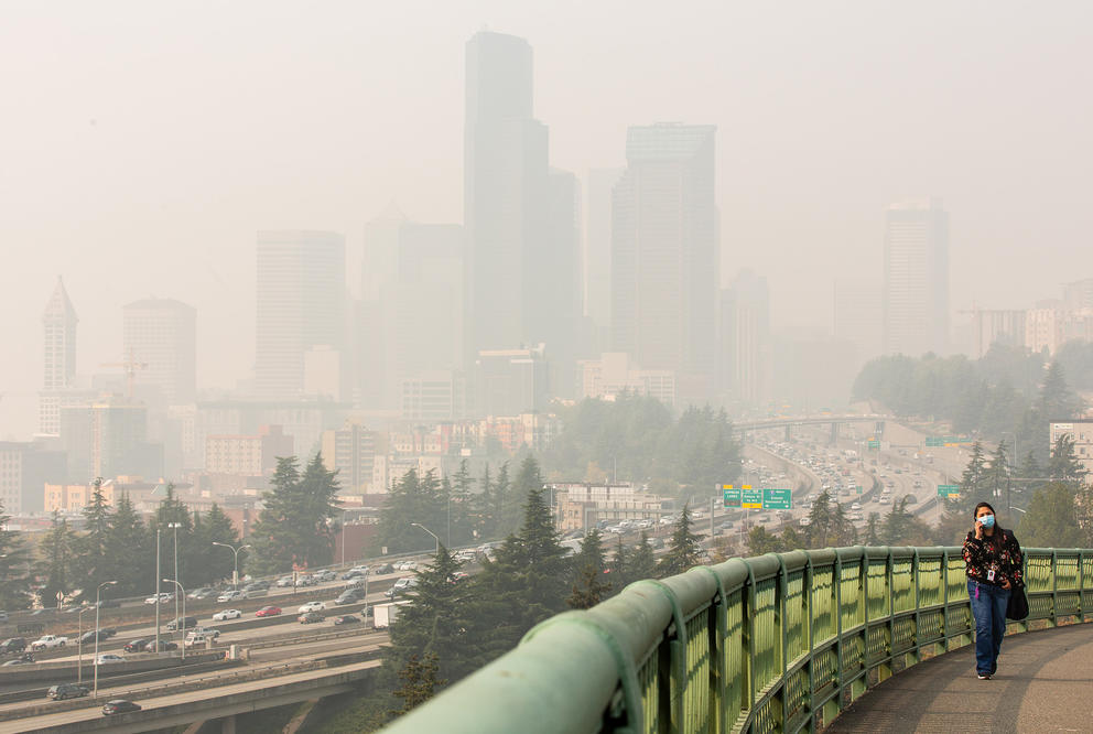 Hazy Seattle skyline