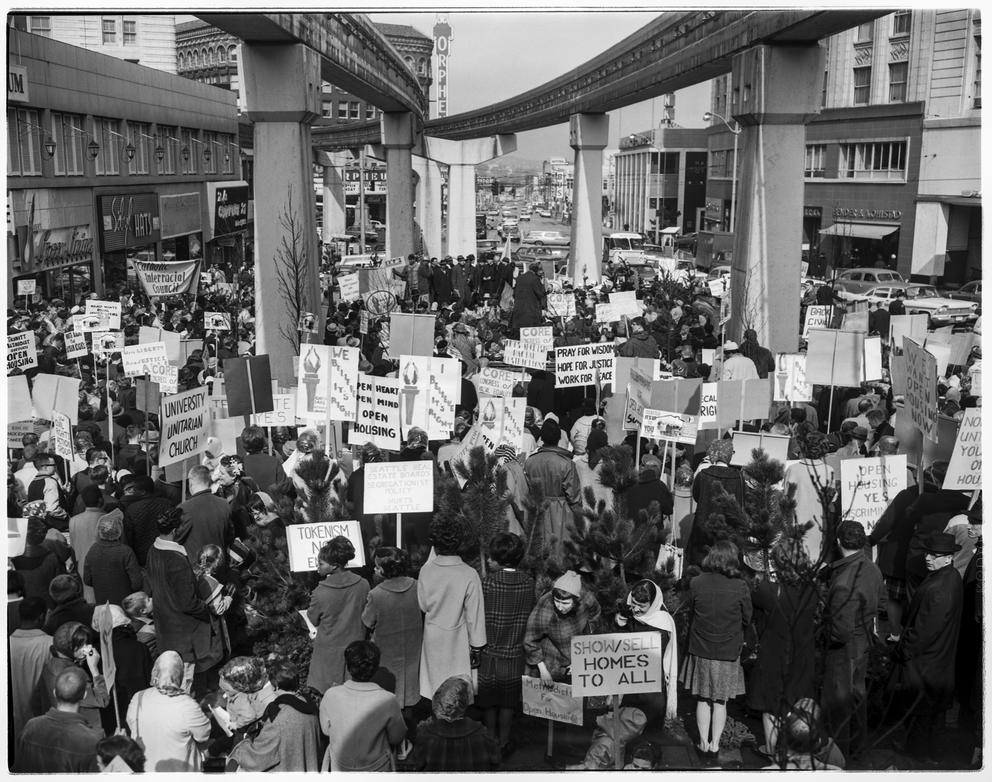 black and white picture of protest