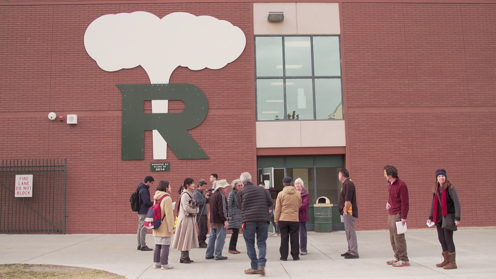 A Japanese delegation, including Mitsugi Moriguchi, visits Richland High School