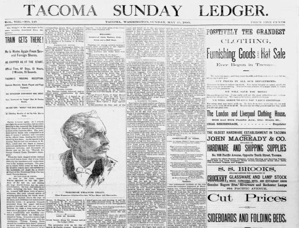 an 1800s newspaper clipping from the Tacoma ledger