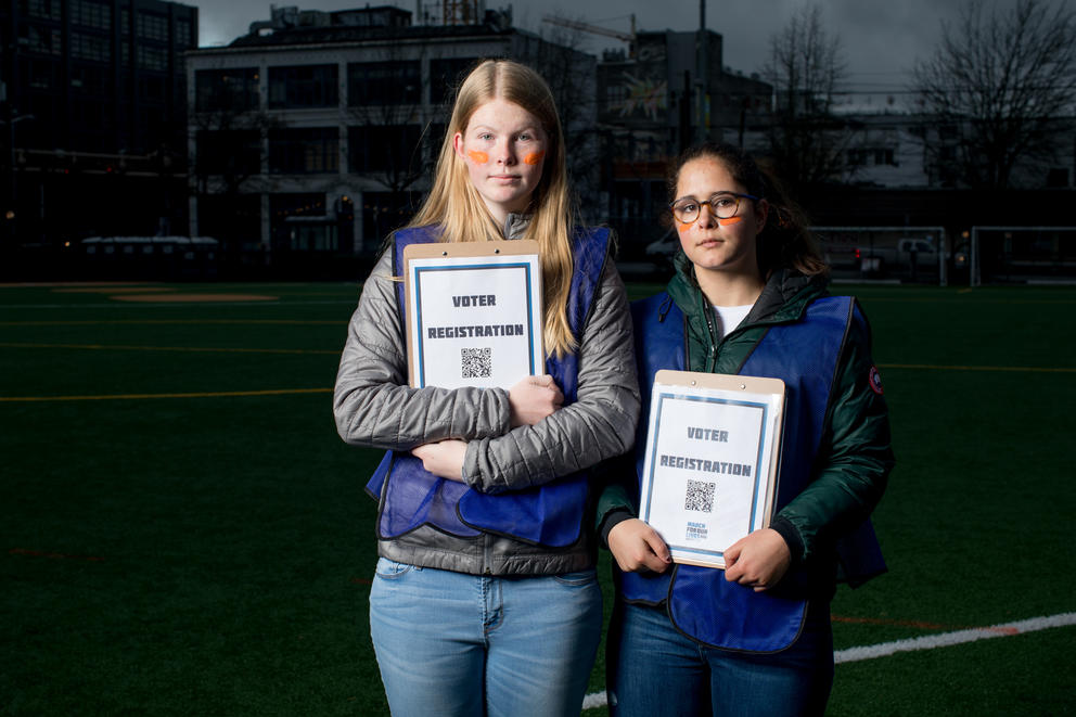 Liddy Boland, 16, and Maria Russinovich, 17, both of Redmond