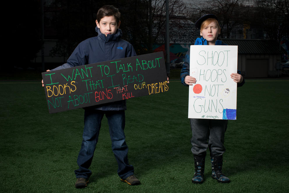 Diego Villegas, 8, and Kai Mumma, 8, both of Bellevue