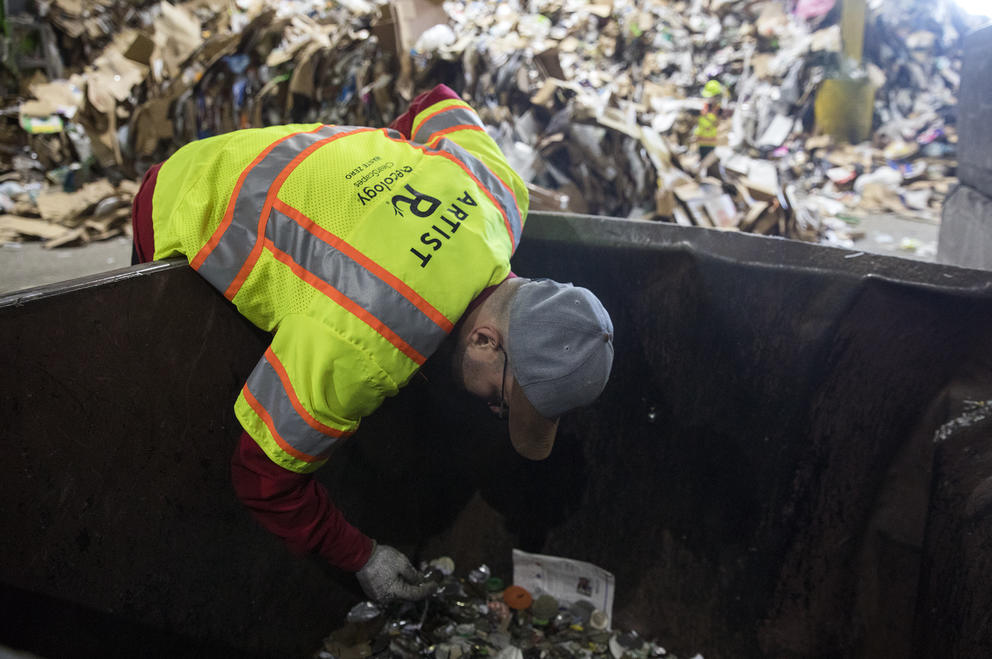 Hernan in the metal bin