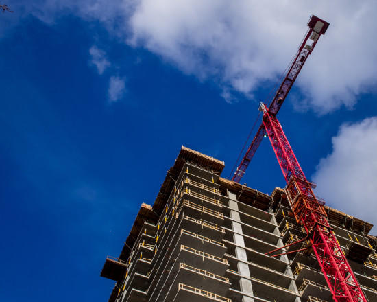 A construction crane in downtown Seattle.	Credit: Ajay Suresh