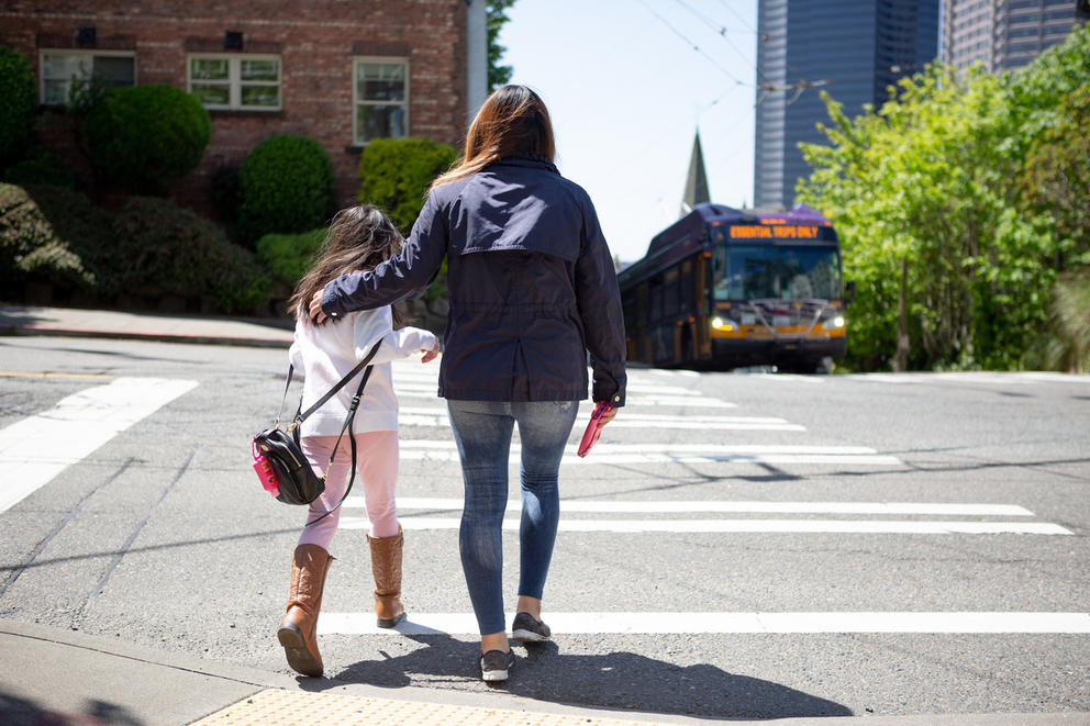 A mother and daughter on a walk