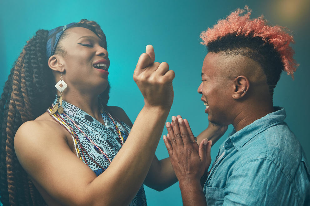 Lady Dane Figueroa Edidi and Seattle educator and poet J Mase III 