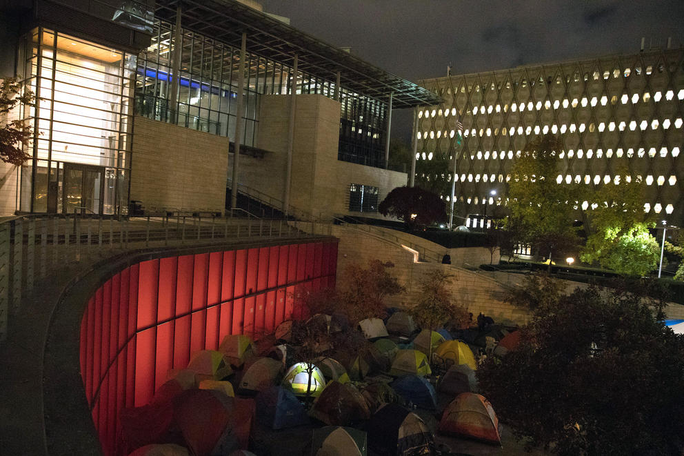 homeless encampment outside Seattle City Hall