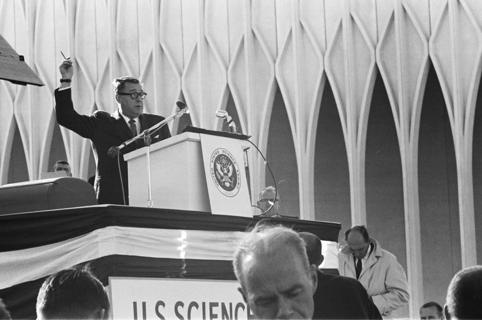 Sen. Magnuson at a podium