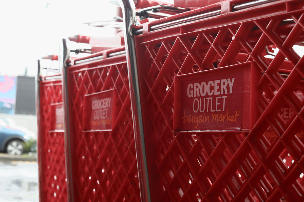 Shopping carts seen at the Grocery Outlet store in Seattle’s SoDo district, March 22, 2018. 