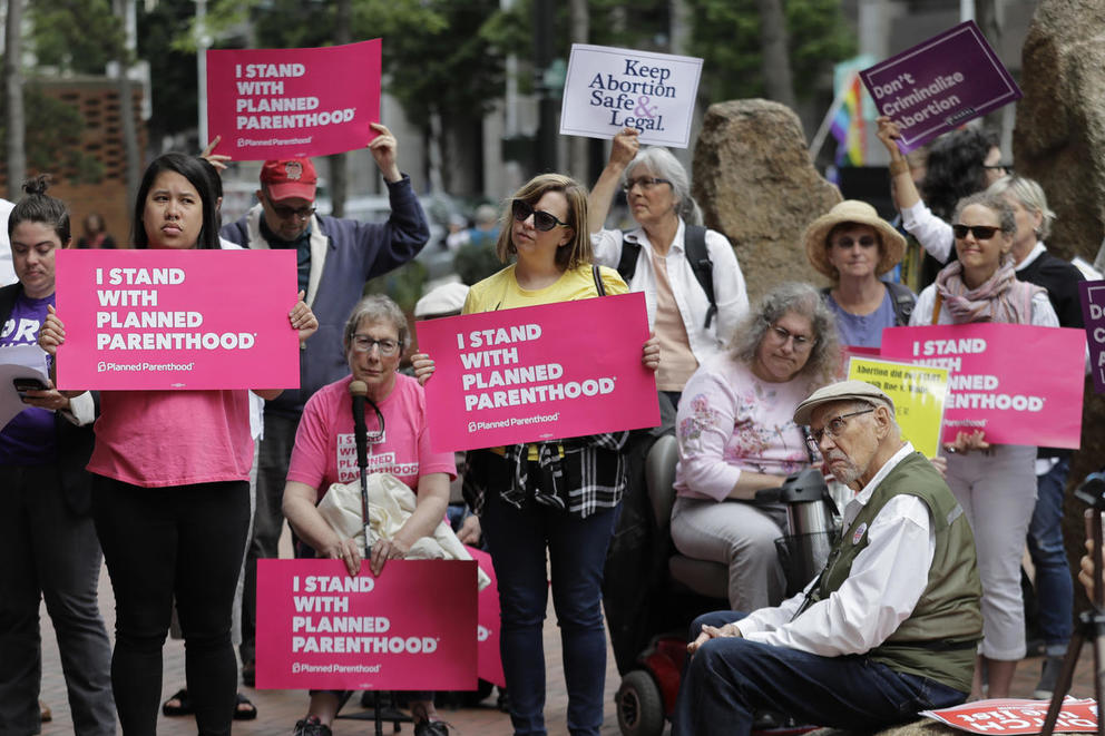 A crowd of protesters