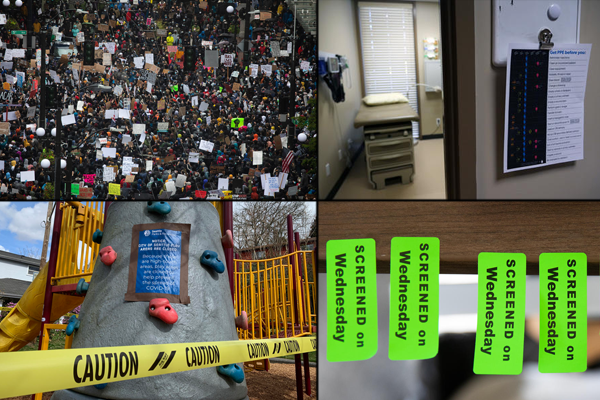 A protest, an empty doctor’s office and a taped off playground