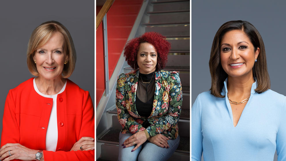 Judy Woodruff, Nikole Hannah-Jones and Amna Nawaz