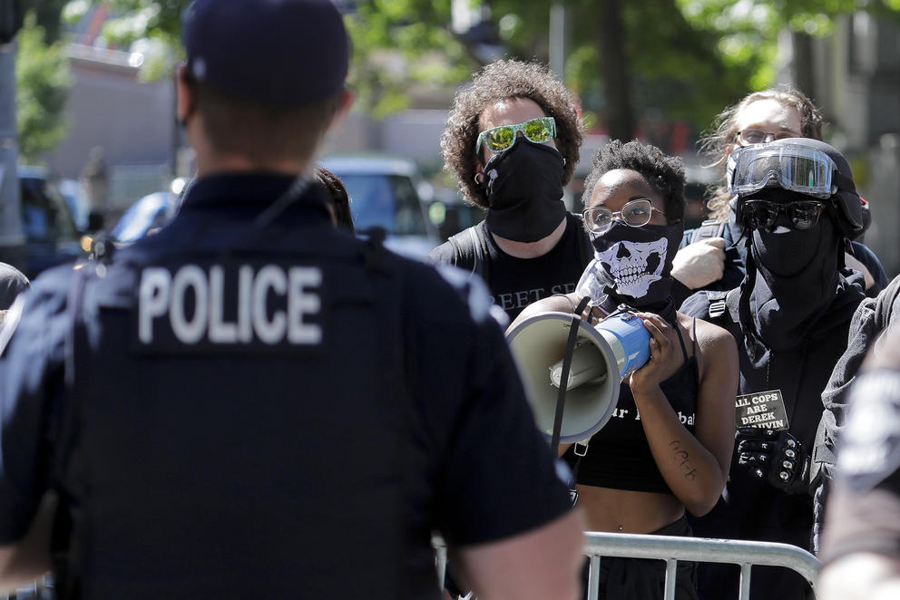 Protesters and police