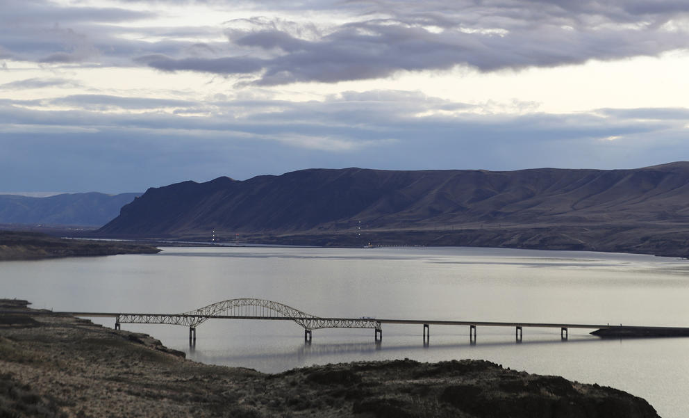 Columbia river with a bridge