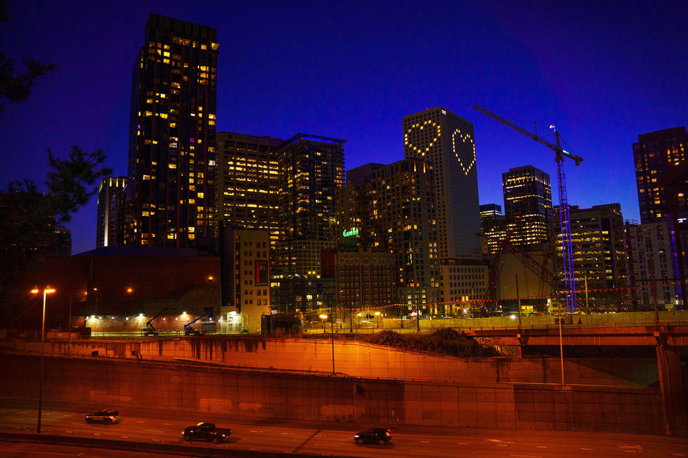 A lit up skyline