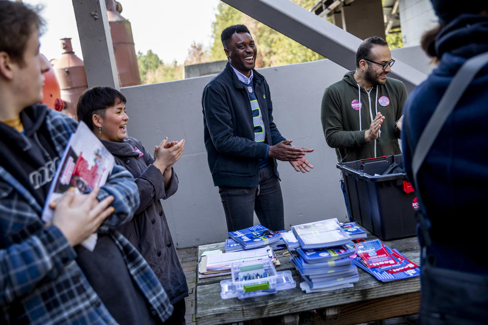 Scot with campaign staff and volunteers