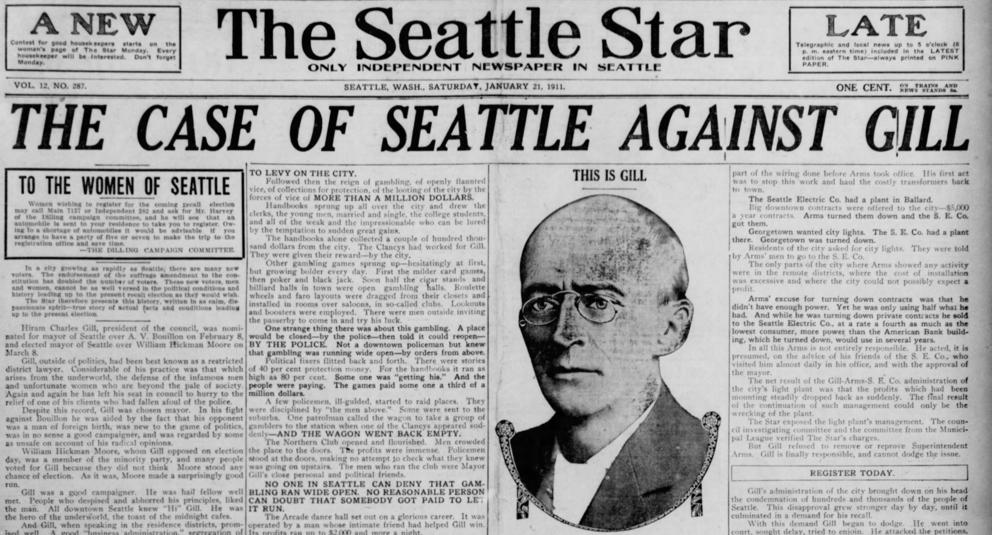 Mayor Gill on The Seattle Star front page