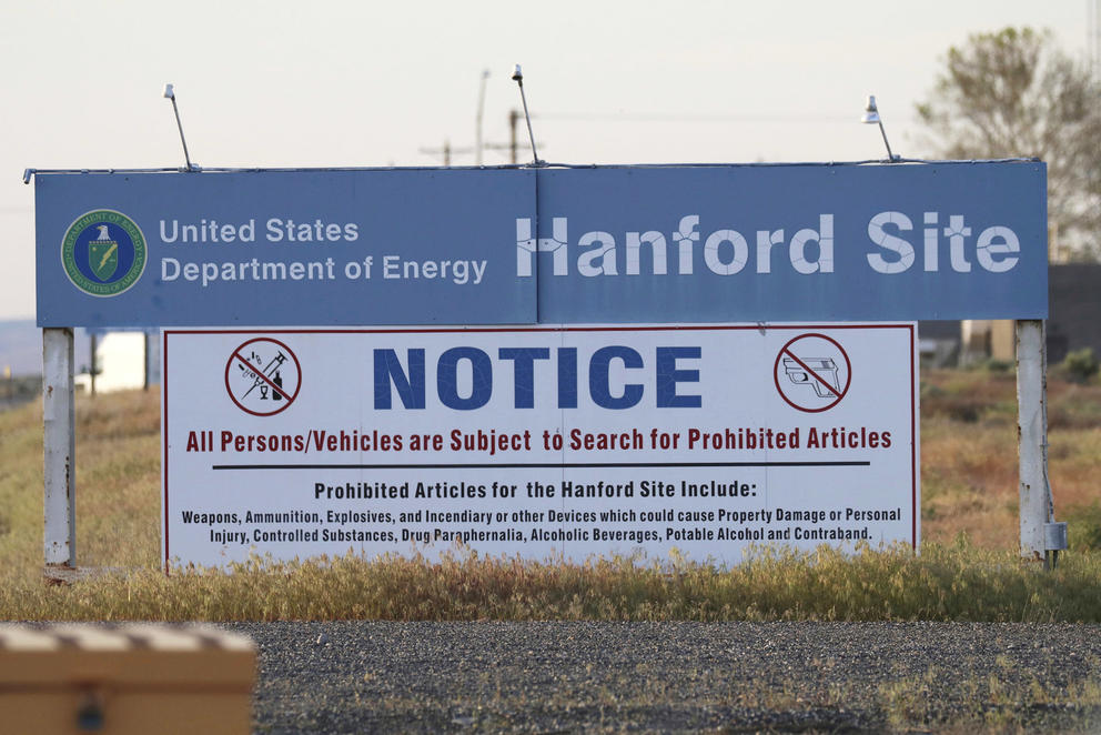 sign at the entrance to Hanford